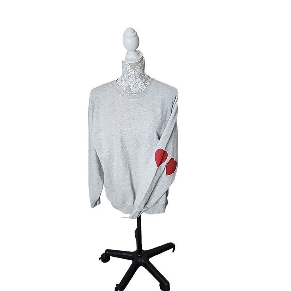 Gildan Pop Art Heart Elbow Grey Sweatshirt Large - Picture 1 of 7